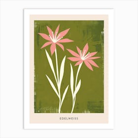 Pink & Green Edelweiss 1 Flower Poster Art Print