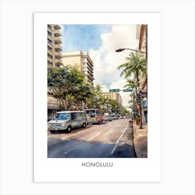 Honolulu Watercolor 4travel Poster Art Print