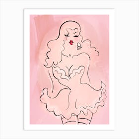 Burlesque woman line drawing 1 Art Print