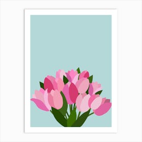 Fresh Tulips - Soft Blue Art Print