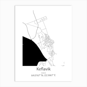 Keflavik,Iceland Minimalist Map Art Print