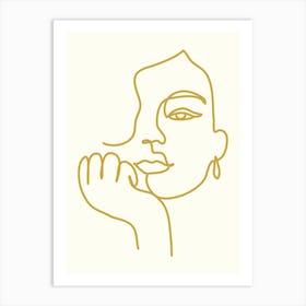 Woman'S Face Monoline Hand Drawing Aesthetic Illustration Art Print