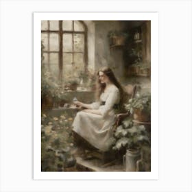 Girl In A Window Art Print