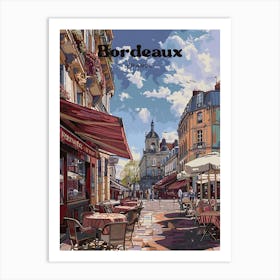 Bordeaux France Streetview Digital Travel Illustration Art Print