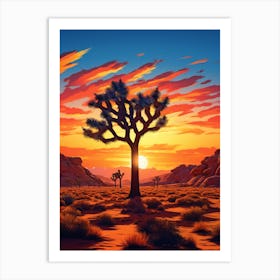 Joshua Tree At Sunrise In South Western Style  (2) Art Print