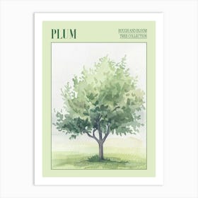 Plum Tree Atmospheric Watercolour Painting 1 Poster Art Print