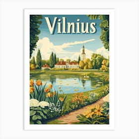 Aihrgdesign A Mid Century Modern Travel Poster For Vilnius Art Print