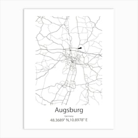 Augsburg,Germany Minimalist Map Art Print