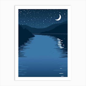 Night Sky Over Lake Art Print