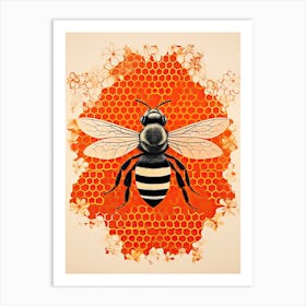 Bee, Woodblock Animal Drawing 3 Art Print