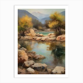 Forest Lake,Vintage Oil Painting,Farm Wall Decorations,Vintage Landscape,Vintage Landscape Oil Painting.13 Art Print