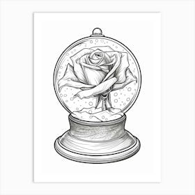 Rose In A Globe Line Drawing 4 Art Print