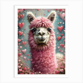 Valentines Day Llama Art Print