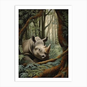 Rhino Resting In The Forest 1 Art Print