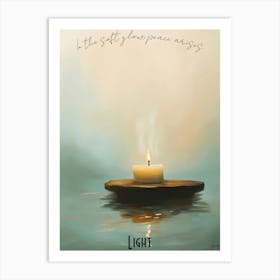 Tranquil Candle Meditation, soft palette watercolor minimalist Calm Poster Art Print