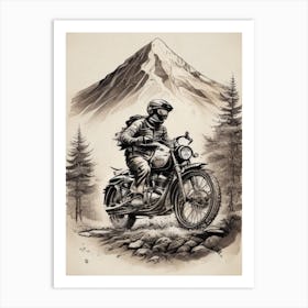 Bike Art Black And White Art Print