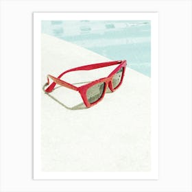 Red Sunglasses by the Pool_2262144 Art Print