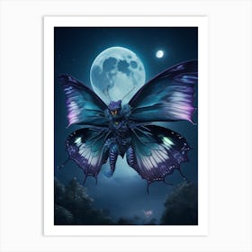 Rpg V5 Butterfly Kaiju Monster Giant Night Time Moon 3 Art Print