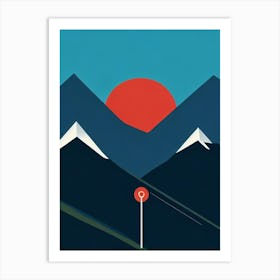 Heavenly, Usa Modern Illustration Skiing Poster Art Print