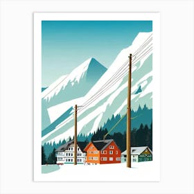 Oberstdorf 2, Germany Midcentury Vintage Skiing Poster Art Print