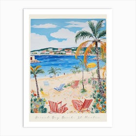 Poster Of Orient Bay Beach, St Martin, Matisse And Rousseau Style 3 Art Print