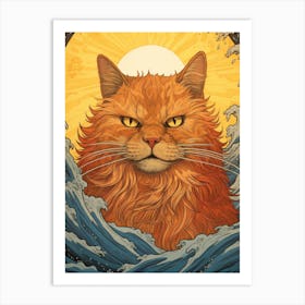 Ginger Cat, King Of The Stormy Ocean And The Burning Sun Art Print