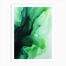 Green And Black Flow Asbtract Painting 0 Art Print