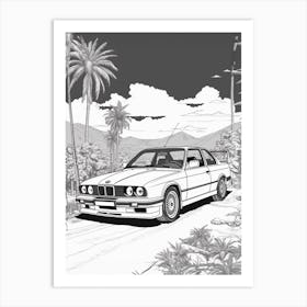 Bmw Tropical Line Drawing 4 Art Print