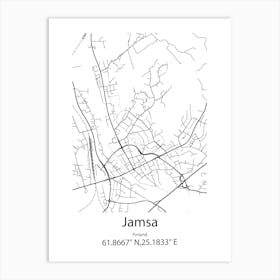 Jamsa,Finland Minimalist Map Art Print