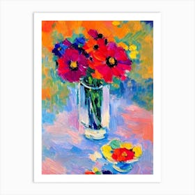 Cosmos Floral Abstract Block Colour Flower Art Print