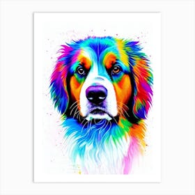 Bernese Mountain Dog Rainbow Oil Painting Dog Art Print