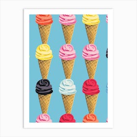 Pop Art Colourful Ice Cream Cone 2 Art Print