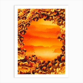 Marigold Sunset, sunrise, flower art Art Print