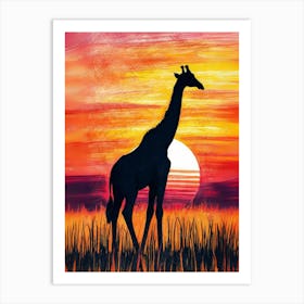 Sunset Giraffe Art Print