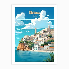 Ibiza Spain Island Summer Vacation Modern Travel Illustration Art Print