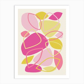 Mid Century Modern Abstract 23 Pink, Yellow Art Print