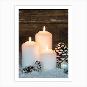 Candles On Snow Art Print