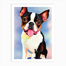 Boston Terrier Watercolour Dog Art Print