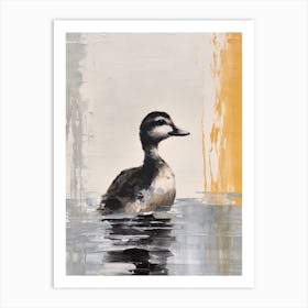 Duckling Grey Black & Yellow Gouache Painting Inspired 2 Art Print