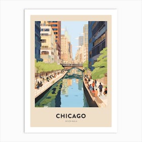 River Walk Chicago Travel Poster Art Print