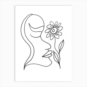 Flower In The Face. Hand made drawing. Hand drawn artwork Art Print