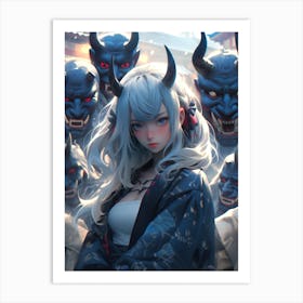 Anime Girl With Demons Art Print