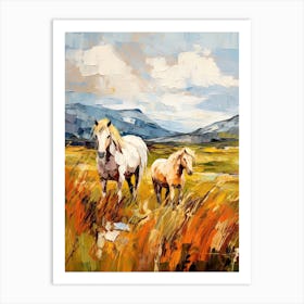 Horses Painting In Scottish Highlands, Scotland 3 Art Print