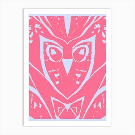 Abstract Owl Pink And Grey 2 Art Print