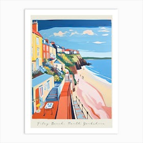 Poster Of Filey Beach, North Yorkshire, Matisse And Rousseau Style 4 Art Print