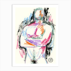 Male Nude 1 Bedroom man homoerotic adult mature erotic sketch Art Print