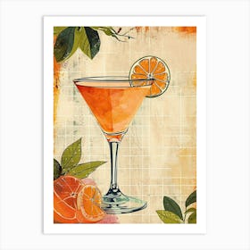 Orange Martini Rustic Inspired Illustration Art Print