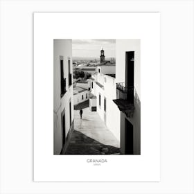 Poster Of Granada, Spain, Black And White Analogue Photography 3 Art Print