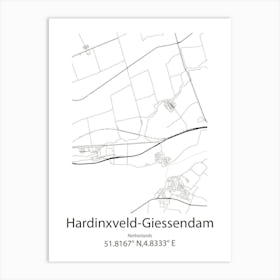 Hardinxveld Giessendam,Netherlands Minimalist Map Art Print