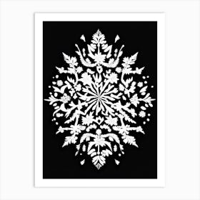 Winter Snowflake Pattern, Snowflakes, Linocut 5 Art Print